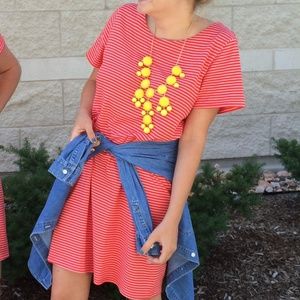 Coral Striped Sheath T-shirt Dress - Merona